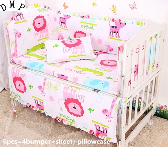 Promotion! 6PCS Hot Selling Baby Boy Bedding Set,Comfortable Cotton Crib Bumpers ,include(bumpers+sheet+pillow cover)