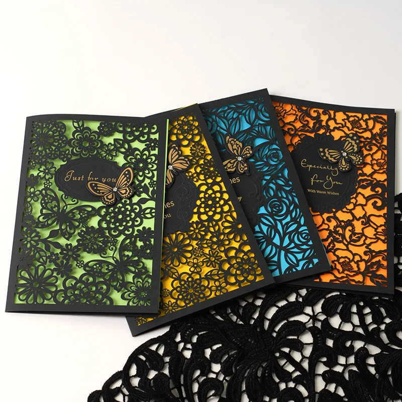 Buy Business Black Laser Cut Card for Birthday Multi