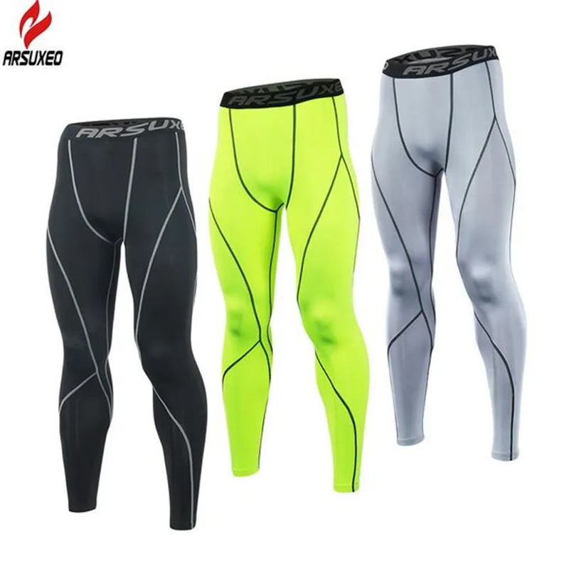 

ARSUXEO Men Sports Compression Trousers Solid Fitness Gym Running Tights Outdoor Training Base Layers Pants