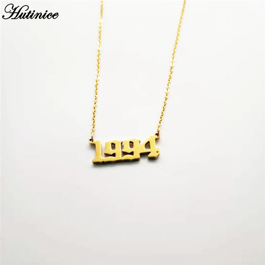 

Gold Silver Custom Year 1994 Numeral Pendants Wedding Date Birthday Necklace Chokers Gargantillas Women Men Personazlied Jewelry