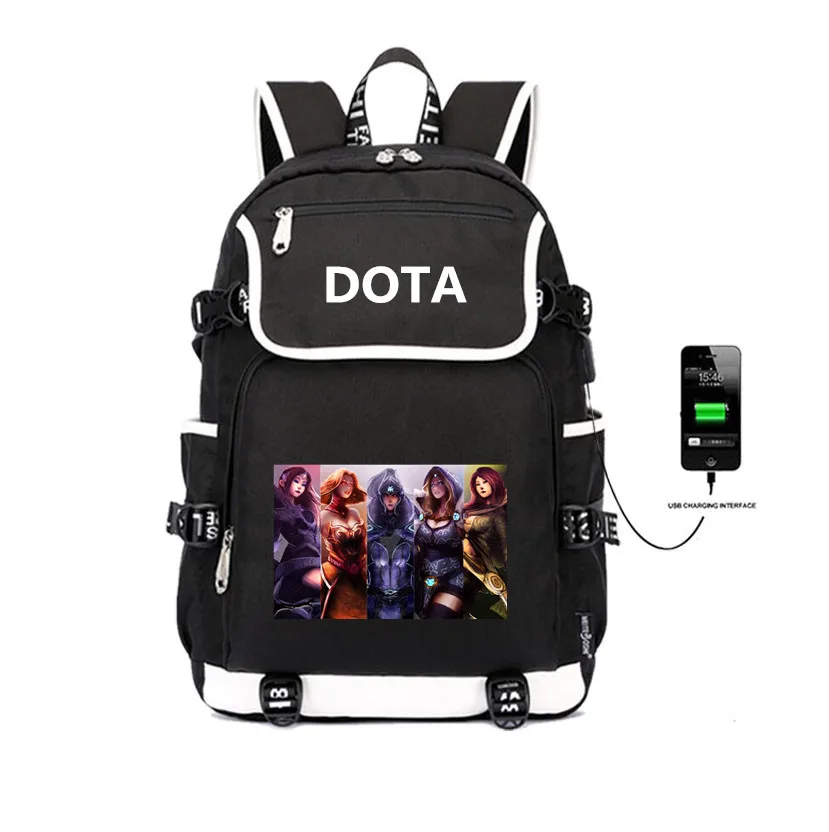 

Hot Game Dota backpack USB Charge students book bag women men travel Shoulder bag teenagers Laptop Bags