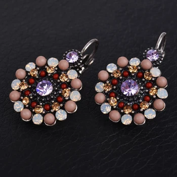 

Zircon Resin Beads Drop Earrings For Women Irregular Retro New Vintage Ethnic Female Hanging Dangle Earring Ear Jewelry Brincos