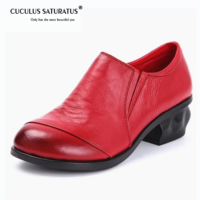 

Cuculus 2019 AUTUMN WOMEN GENUINE LEAHTER CASUAL SHOES THICK HEEL FEMALE SHOES SIZE 35-40 1743