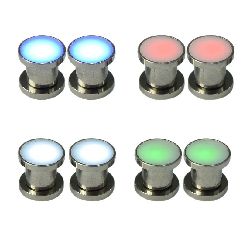 Ear Expander piercing 1 Pair LED Stainless Steel Ear Strecher Expander