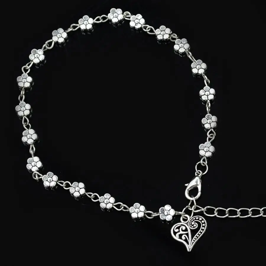 Retro Design Flower Shape Anklets Women Hand Chains Bracelets Simple Delicate Beach Anklet Foot Charm Jewelry Accessory for Gift | Украшения