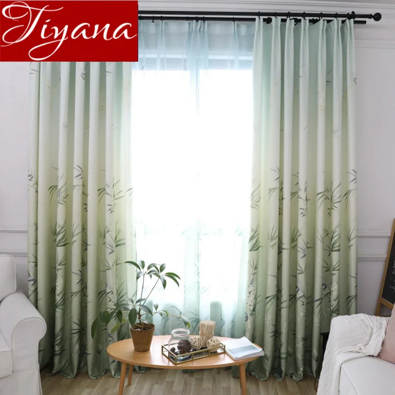 

Bamboo Curtain Green for Window Bedroom Print Voile Living Room Sheer Fabric Chinese Curtain Drapes Blind Treatment T&191#30