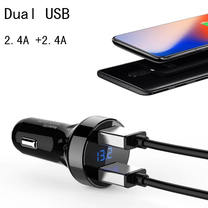 AMEEC Auto Charger 2 Port Car Charge LEd Display With 2 Port Car-Charging For Mobile Phone Auto Charge 5V 2.4A Quick Charge (3)
