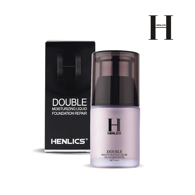 

HENLICS 40ml Liquid Foundation Clear Stock Double Moisturizing Repair Liquid Foundation Face Base Makeup Nutritious Foundation