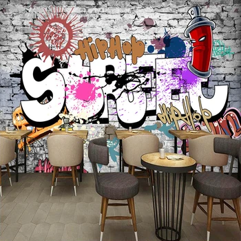 

Custom 3D Wall Murals Wallpaper Creative Art Retro Street Graffiti Bar Restaurant Background Decor Large Wall Painting Wallpaper