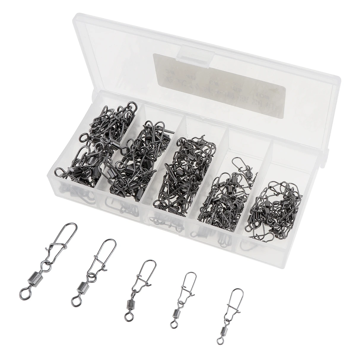 

Fishing 96Pcs Stainless Steel Fishing Swivel Snap Ball Bearing Lock Rolling Swivel Connector Fishing Tackle Kit fishing Tackle