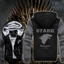 Juego de Tronos Stark FamilyPopular Suéter Con Capucha Escudo Espesar Chaqueta Con Cremallera Hombres Cardigan Nuevas mujeres Anime cosplay