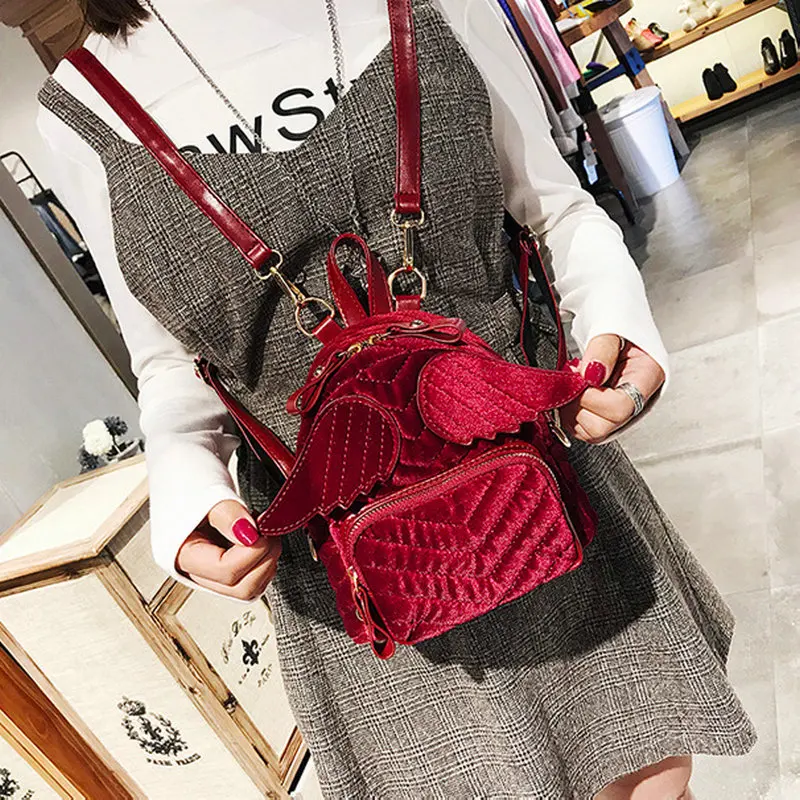 Trong Harajuku Забавный велюровый мини рюкзак бабочка с крыльями ангела модные