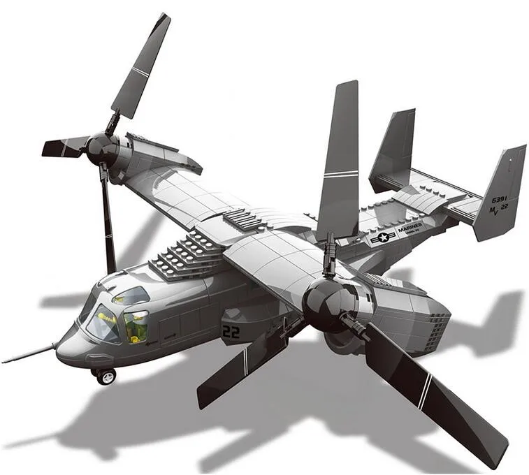 Wange JX006 Военная серия США V-22 OSPREY TILTRTOR самолет 1:44 модель строительные блоки классические авиационные игрушки для детей, подарки