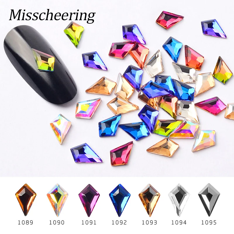 

10pcs Colorful Crystal Nail Rhinestones 3D Sword-shape Glass Diamond Stones Flatback Gems for DIY Manicure Nail Art Decorations