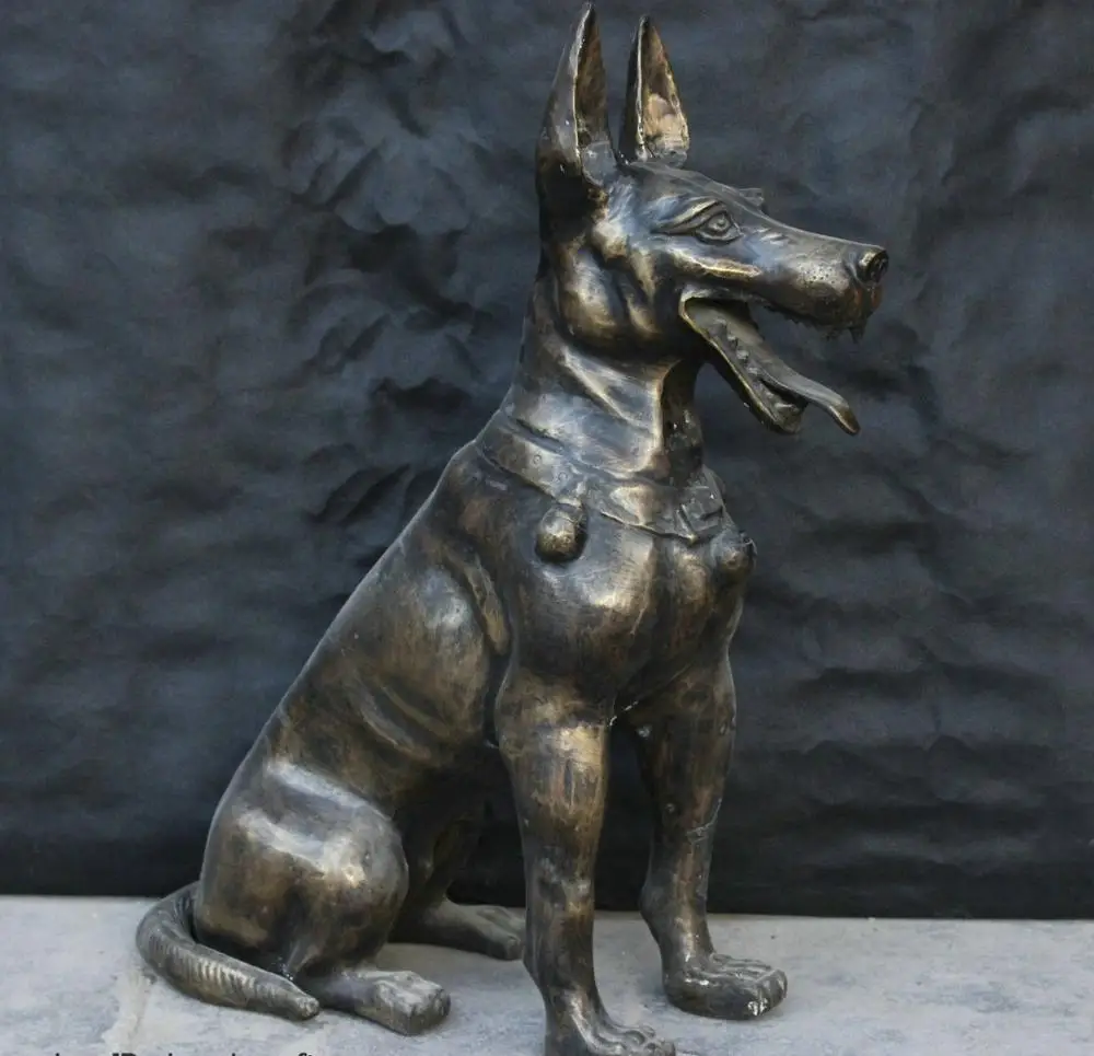 Chinese Old Bronze Brass Fengshui Statue Lucky Auspicious Zodiac Dog Sculpturein Statues
