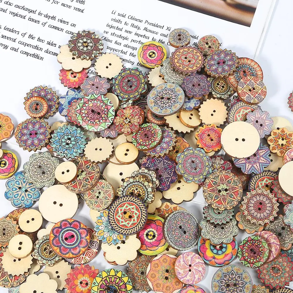 8 botones flor madera botones botón dos agujeros coser joyas 15 mm redondo #