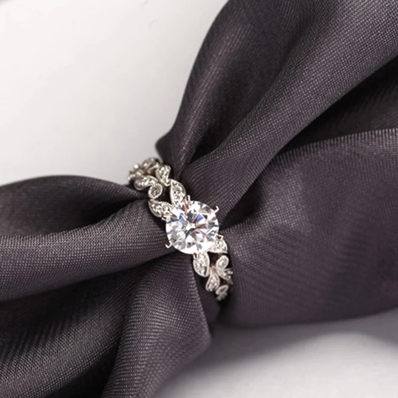 1,5 карат циркония Обручальные кольца для женщин белого золота цвет модное ювелирное изделие женское кольцо Бижутерия Bague опт CC097