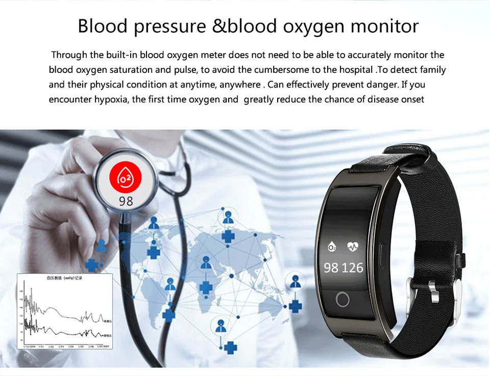 Умный Браслет монитор сердечного ритма артериального давления Bluetooth спортивные шаги тест на здоровье сна