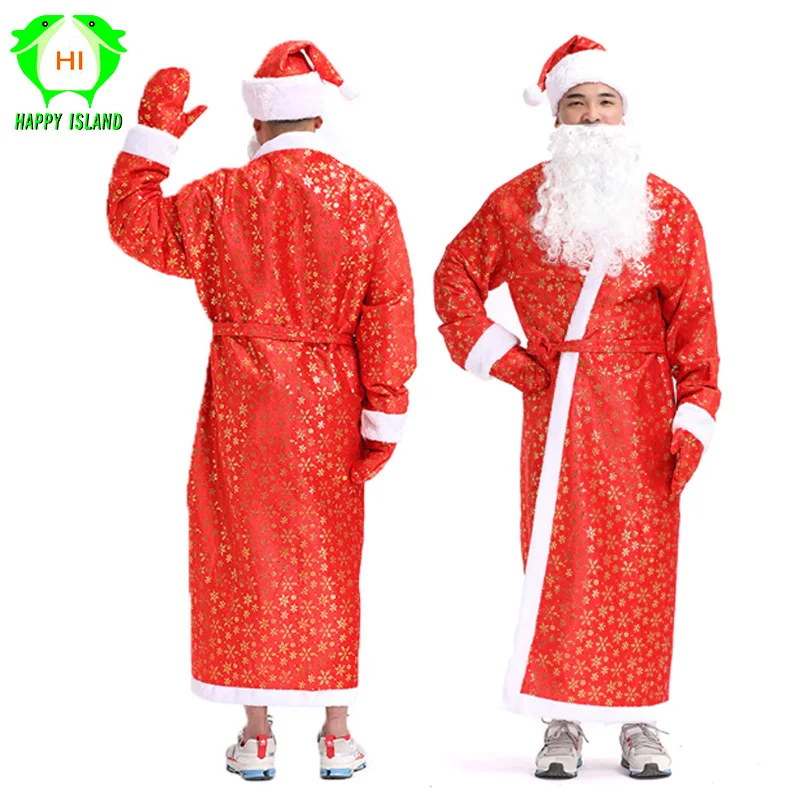 Adult Christmas Santa Claus Costumes Flocking+Rabbit Fur Fancy Cosplay Santa Claus Clothes Good Quality Costume Christmas Suit