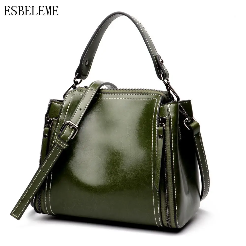Luxury Genuine Leather Women Handbags for Ladies Bucket Single Shoulder