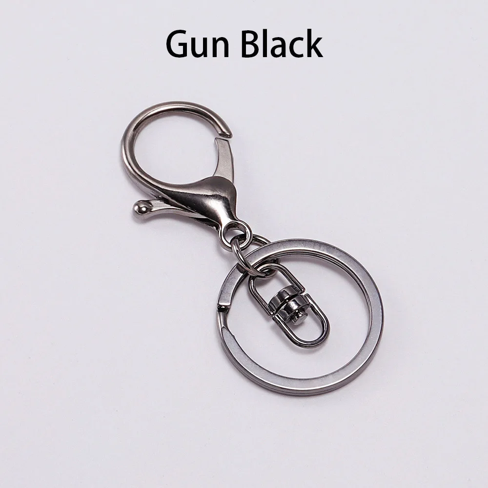 110pcs Lobster Claw Clasps Keychain for Jewelry Making Metal Key Ring Clip Swivel Hooks Gun Black Split Key Ring Key Chain Clip Hooks Keychain Rings