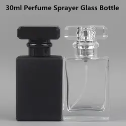 2 ps 30 мл прозрачный черный пустая стеклянная бутылка парфюмерный флакон с распылителем спрей может быть заполнены бутылки распылительная
