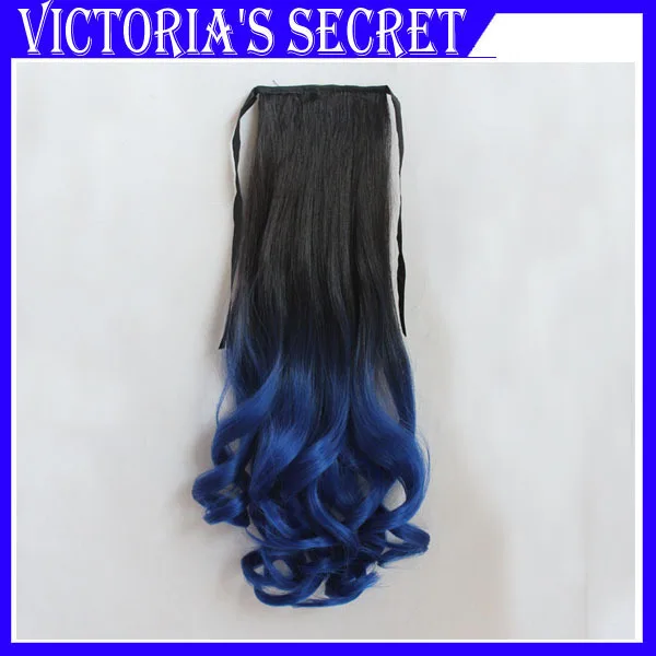 Classic Fashion Womens Lady Long Synthetic Ribbon Ponytail Curly Hair Full Wigs Party hairpiece braid hair 4Colors |