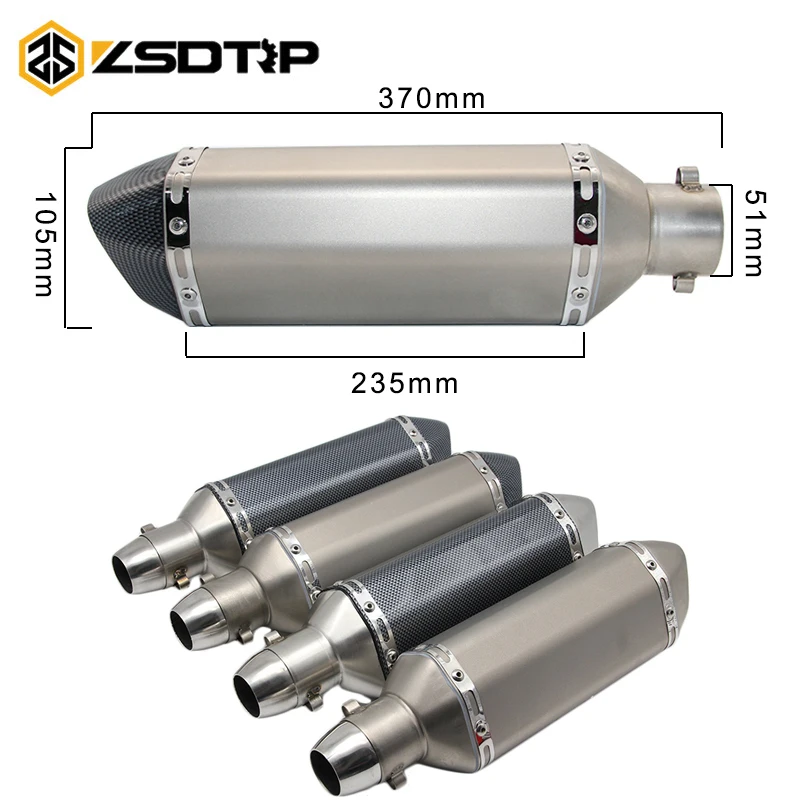 ZSDTRP 36~ 51 мм универсальный глушитель выхлопной трубы мотоцикла Escape Slip-On Pipe подходит для многих мотоциклов Скутер ATV Dirt Bike