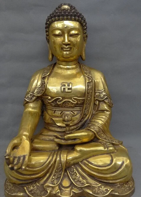 

dr608 18" Tibet Bronze Gilt Buddhism Sakyamuni Lotus Holder Shakyamuni Buddha Statue