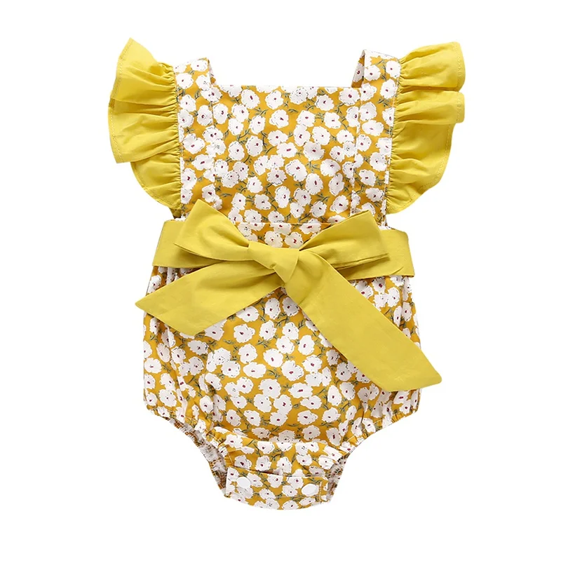 

2019 Hot Baby Girl Floral Bodysuit Infant Summer Clothes Sunsuit Flare Sleeve Outfits Toddler Kids Casual Bodysuit Jumpsuit