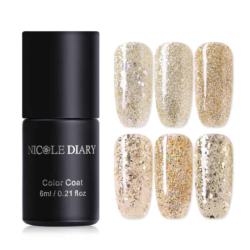 NICOLE DIARY 6ml Nail Gel Polish Champagne Gold Series Soak Off LED UV
