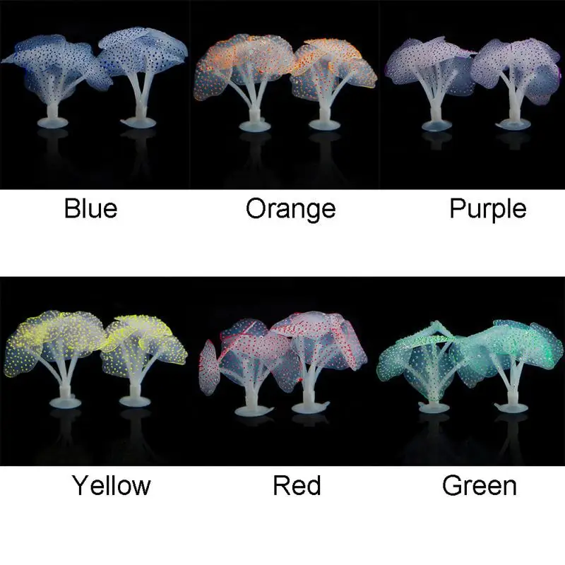 Реалистичное искусственное Коралловое Силиконовое ФЛУОРЕСЦЕНТНОЕ украшение, водный пейзаж, аксессуары для аквариума