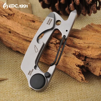 

Full Stainless Steel Key Chain Multi Tool EDC kit Carabiner Keychain Clip Silver Hiking Climbing Hanger Buckle Outdoor Tools