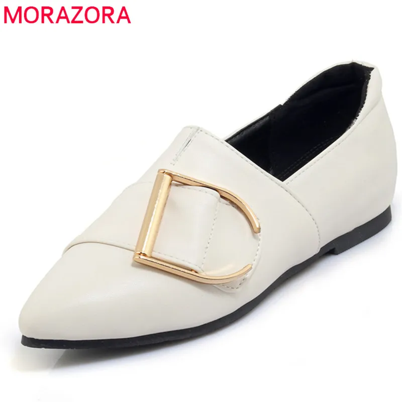 

MORAZORA women pumps 2018 spring summer simple pointed toe shoes big size 33-43 fashion shoes comfortable 3.5cm high heel shoes