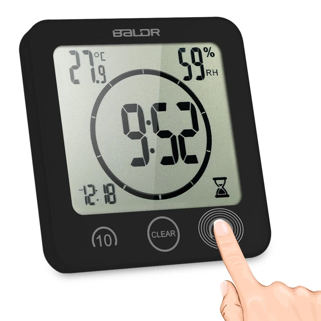 Multifunctional LCD Digital Wall Clock with Large Screen Display Time Temperature Humidity Excellent LCD Shower Clock with Timer