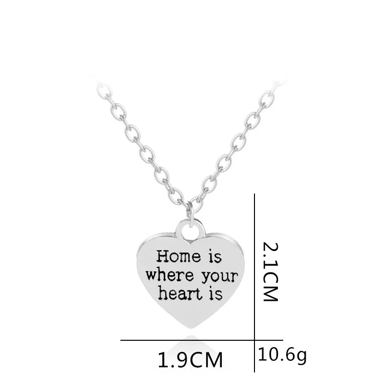 Simplify Heart Shape Charm Necklace home is where your heart is Family Necklace Daughter Sun Birthday Gift