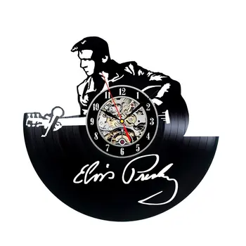 

2019 Saat Music Wall Clock Modern Design Guitarist Clocks Vintage Retro Style Vinyl Cd Record Watch Home Decor Silent 12 Inch