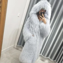 Женское пальто из натурального монгольского овечьего меха с капюшоном, Пляжное шерстяное пальто, зимнее пальто из овечьей шерсти, длинная верхняя одежда, Женская одежда из овечьей шкуры