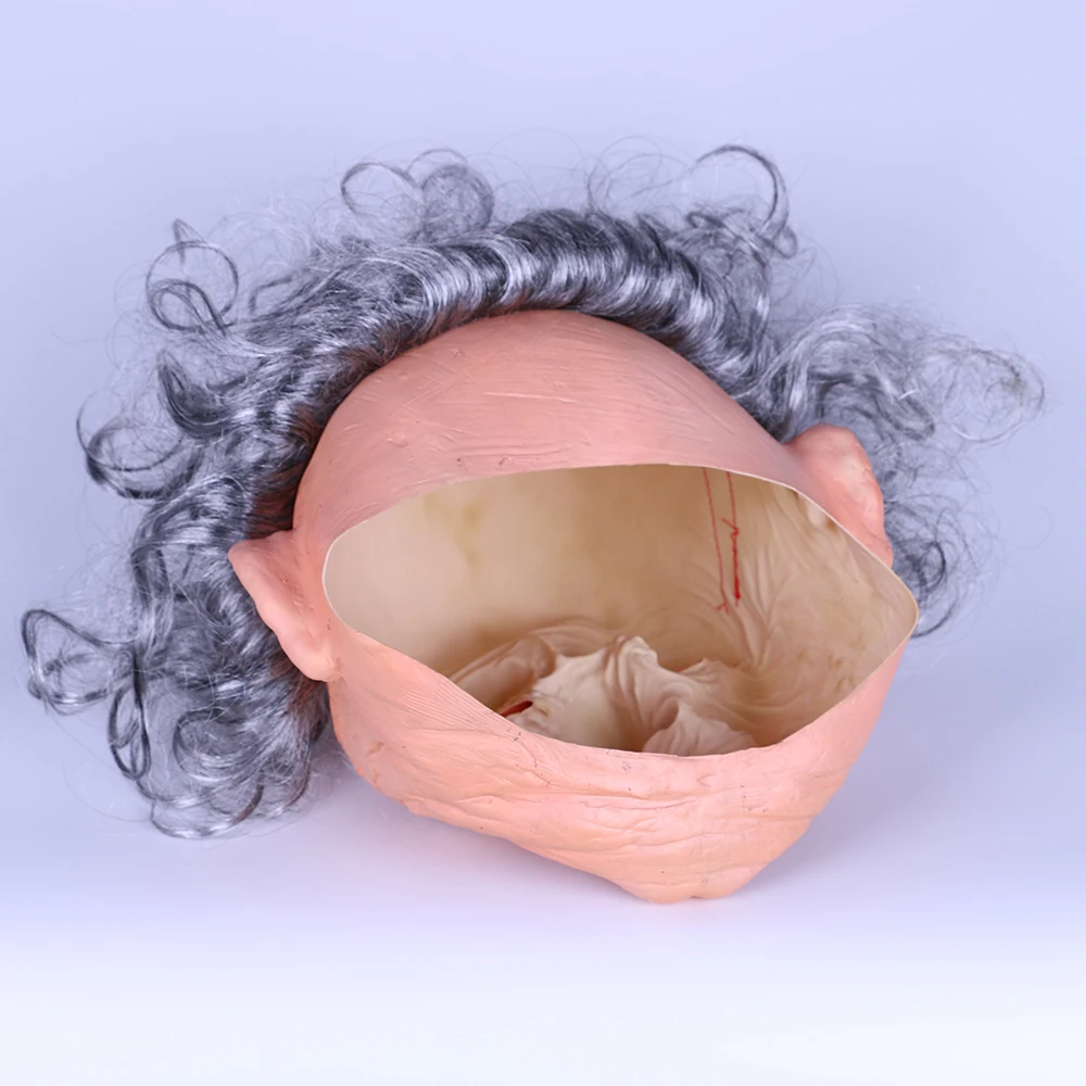 Creepy Old Man Mask With Hair Masquerade Old Man Mask Halloween Mask Props New (1)