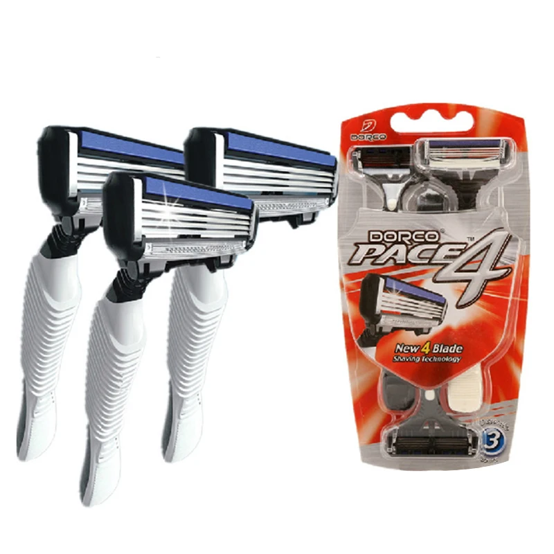 

High-quality Dorco Pace 4 Razor Men 3 Pcs/lot 4-Layer Blades Razor for Men Shaving Stainless Steel Safety Razor Blades