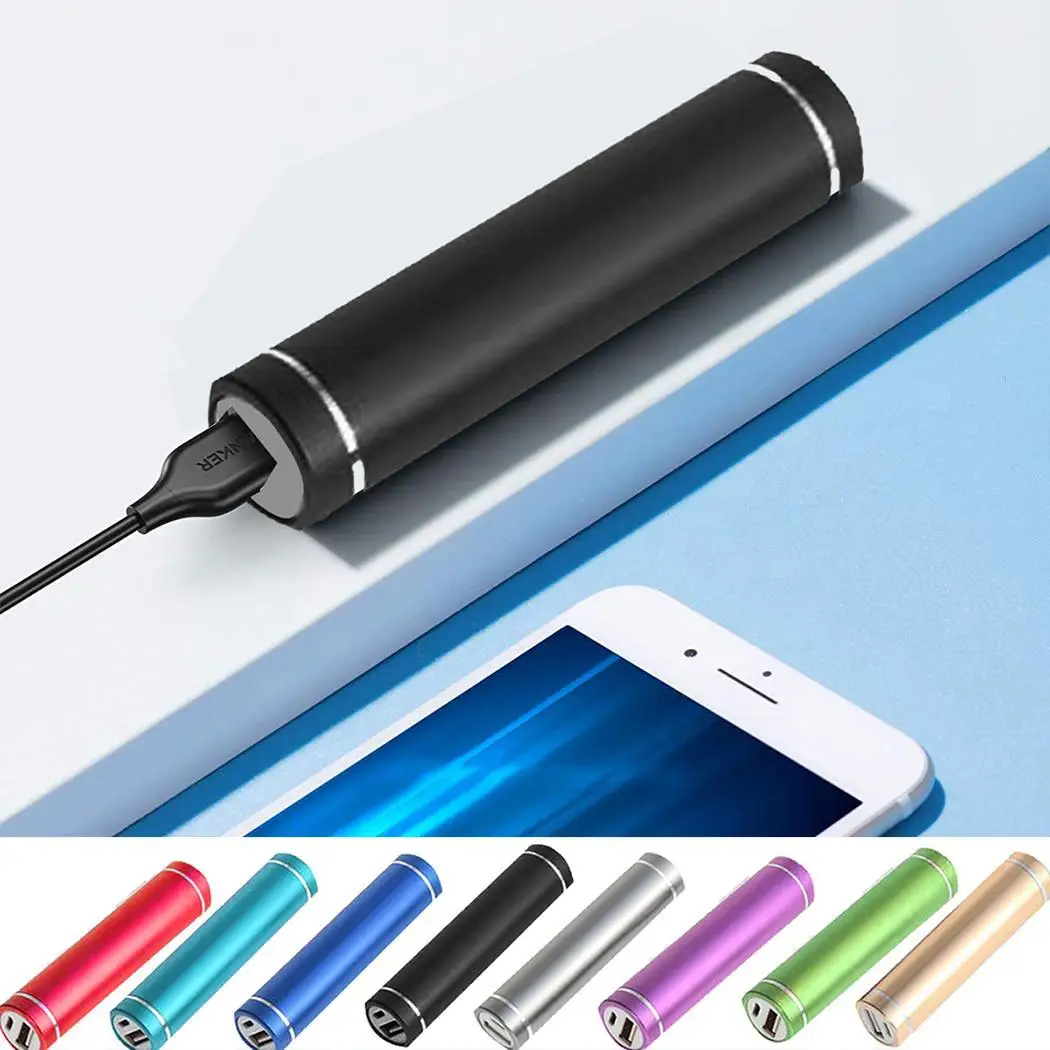 

General USB Portable Power Bank Single Section Aluminum Alloy Cylindrical Mobile Power Phone External Battery Emergency Charger