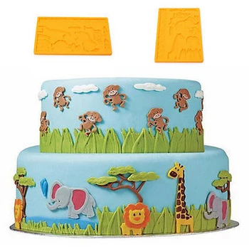 

3D Lace Zoo Silicone Embossing Mould Animal Jungle World Fondant Cake Mold, random colors, SQ309