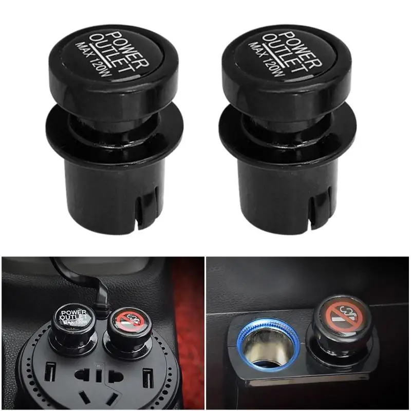 

2pcs Universal Auto Car 12V Power Socket Lighter Cigarette Outlet Cover Cap for 20.8--22mm Cigarette Lighter Adapter Dust Cover