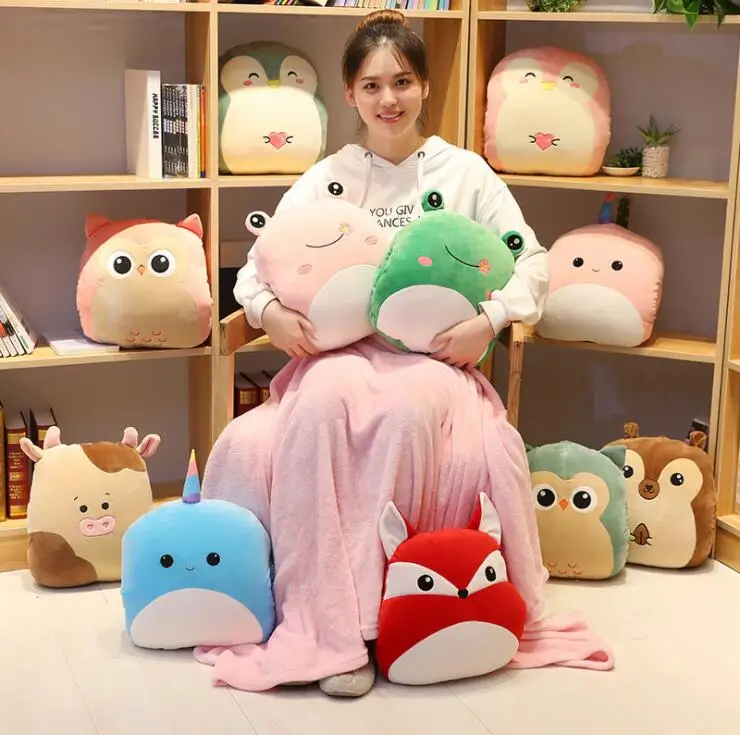 

cartoon unicron penguin frog cow stuffed toys cushion plush soft hand warmer blanket birthday christmas gift toy #1704