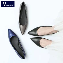 Vangull/Новая женская обувь, туфли на плоской подошве с острым носком размера плюс, Женская пикантная обувь на плоской подошве комфортная элегантная женская обувь черного цвета