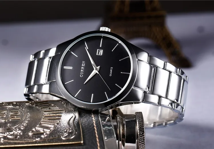 Мужские часы CURREN от роскошного бренда, полностью из нержавеющей стали, аналоговый дисплей, Мужские кварцевые часы с датой, деловые часы, мужские часы 8106
