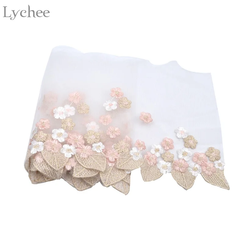 

Lychee 1 Yard DIY Wedding Embroidery Lace Trim Embellishment Fabric Flower Leaf Sewing Craft Home Decoration