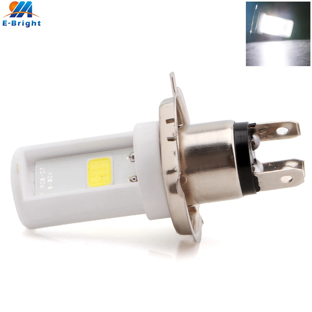 

2pcs/lot H4 COB 12W LED Ceramic Bulbs Motorcycle Headlights Electric Cars Front Fog Lamp DC 9V~80V Scooter Moto Accessories