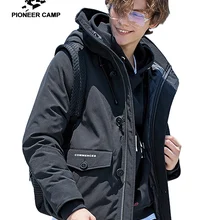 Пионерский лагерь, модные пуховики для мужчин, брендовая одежда, толстый теплый зимний пуховик на утином пуху, мужской, высшее качество, черный, AYR801406