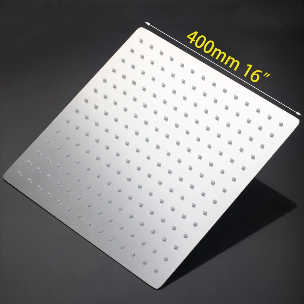 

LED 16 Inch Rain Shower Head LED Stainless Steel square Shower Head Bathroom Ultra-thin Shower Head